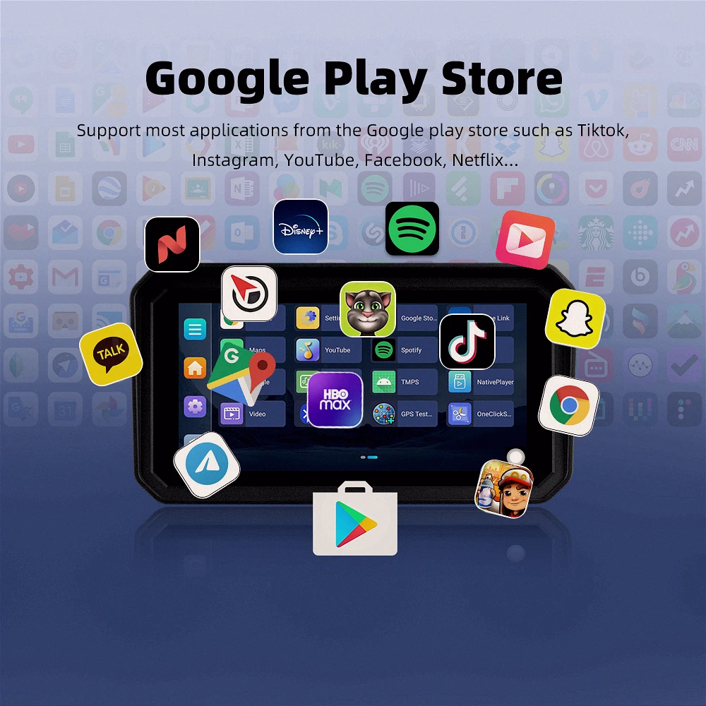 Portable Motorcycle Touch Screen Navigation Player, 6" Android 14 System Built-in CarPlay Android Auto DVR USB Connection - Image 4