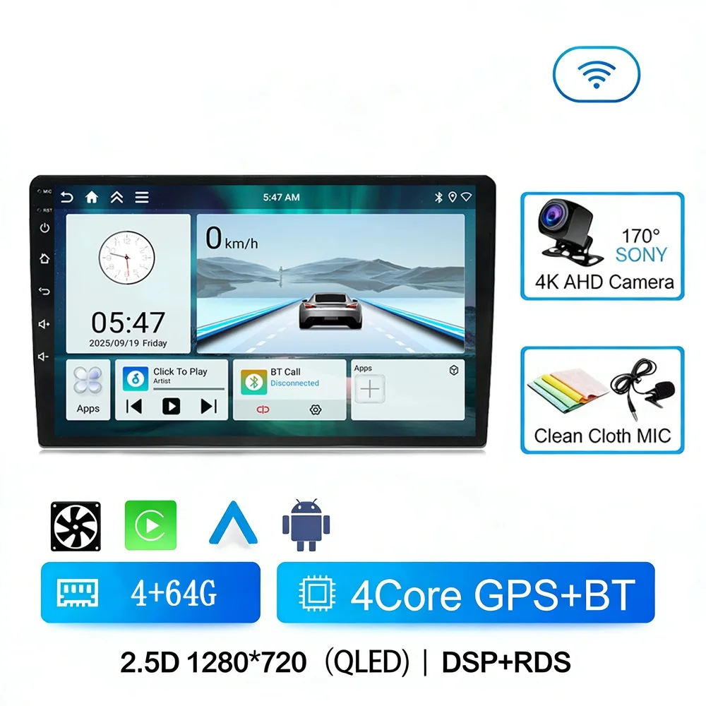 Universal 9 Inch Car Stereo Car DVD Player Car Radio Navigation IPS Screen 4 Core Head Unit GPS Amplifier Carplay Android Auto