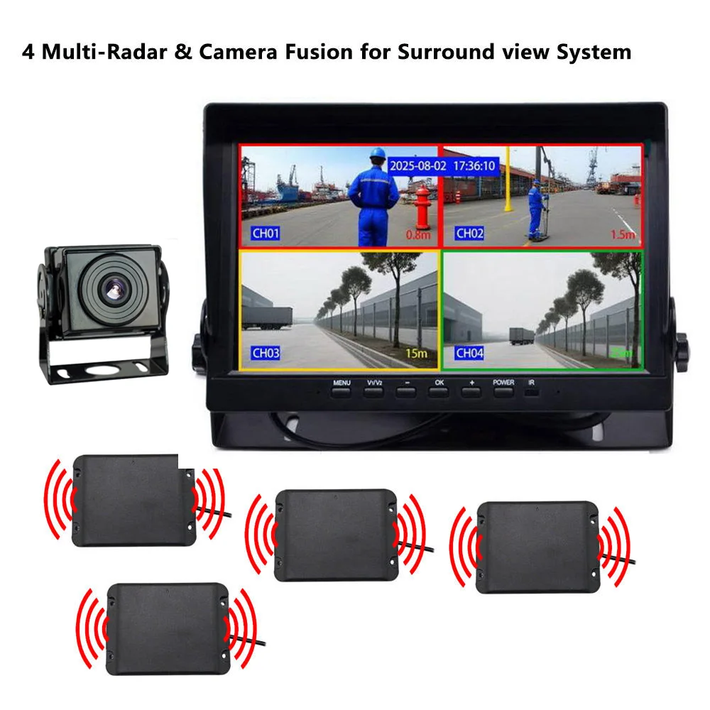 10.1'' 4CH AHD Reverse Camera System, AI Blind Spot Detection for Mining Trucks & Construction Machinery - Image 4