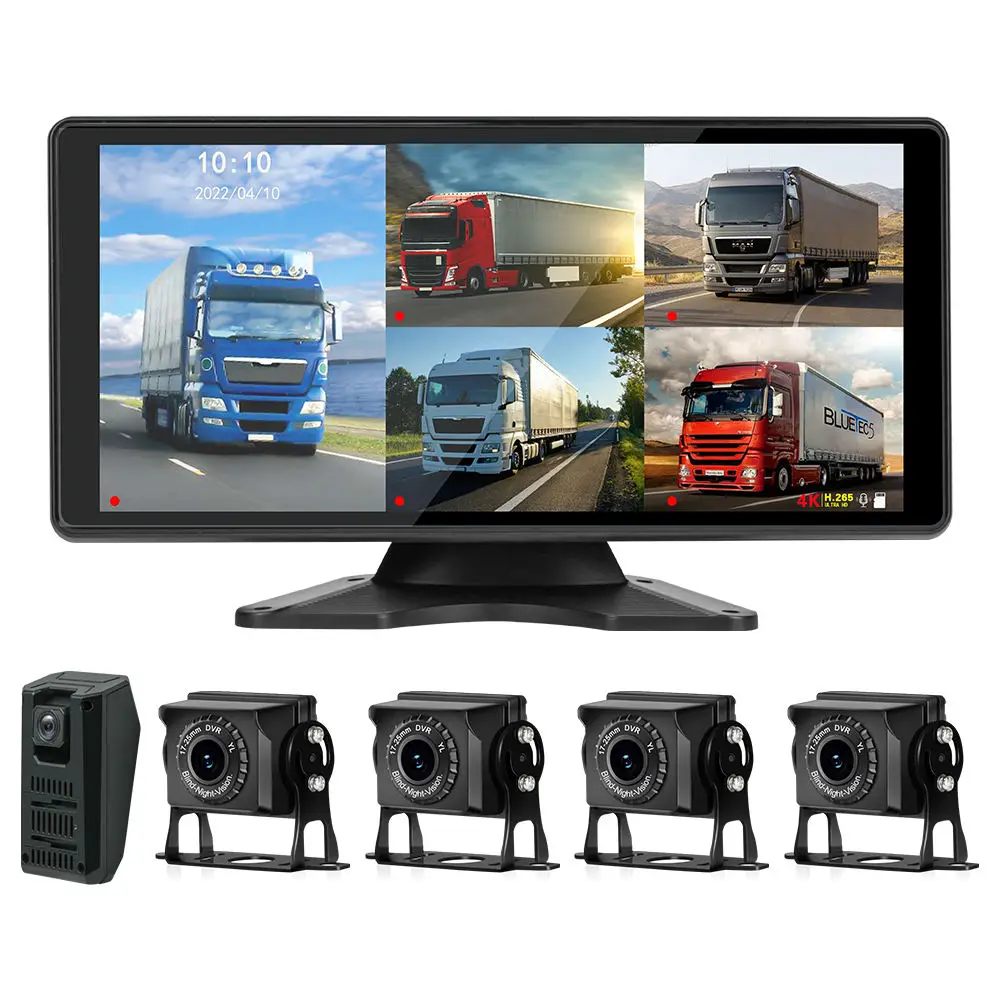 10.36 Inch 5CH 360° Panoramic AHD Touch Screen Monitor 1080P Color Night Vision Reverse Camera Parking Recorder for Car Bus Truck - Image 5