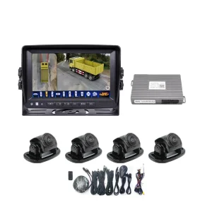 7 Inch IPS Screen Monitor 4 AHD 1080P Side Cameras AI 3D 360° View Monitoring Alarm System for Truck Bus
