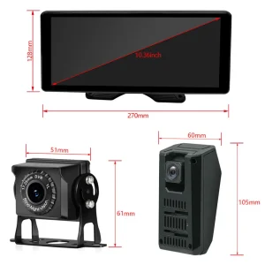 10.36 Inch 5CH 360° Panoramic AHD Touch Screen Monitor 1080P Color Night Vision Reverse Camera Parking Recorder for Car Bus Truck