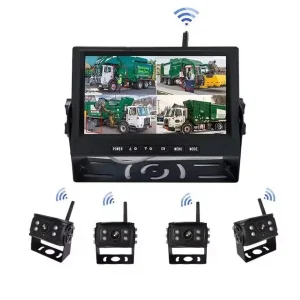 7" Wireless Backup Camera System with AI BSD Blind Spot Detection, 2-Channel 1080P DVR Monitor, Wireless Reverse Rear View Camera Kit for RV, Truck, Trailer