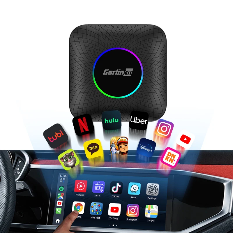 Carlinkit Smart AI Box, Wireless CarPlay & Android Auto, 4GB+64GB/8GB+128GB, Universal Android Multimedia Video Box for Netflix, YouTube & Car Stereo
