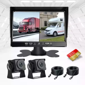 1080P AHD Dual Recording DVR System 7 Inch Monitor Full Color Night Vision IP67 Waterproof Front Rear Reverse Camera Kit