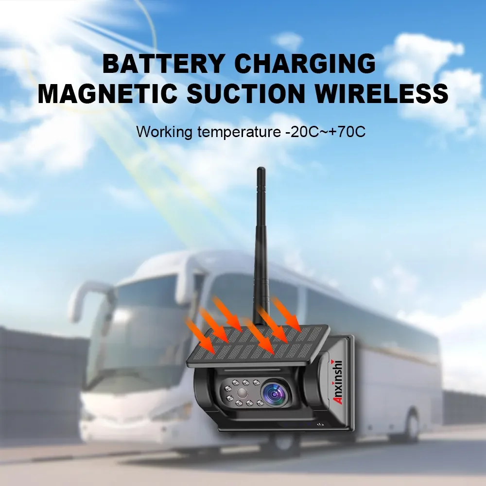 7" Solar Wireless Backup Camera System, Magnetic Mounted AHD Reverse Camera, No-Drill Solar Powered Reversing System for Trucks, RVs, Trailers, Caravans - Image 5
