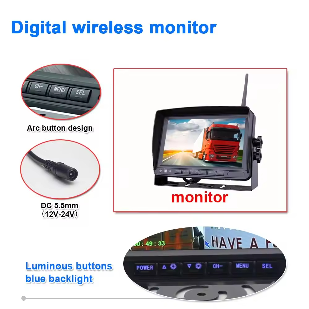 7 Inch 4CH Wireless Backup Camera System | MDVR Rear View Monitor Kit for Truck, Bus, RV & Trailer - Image 2