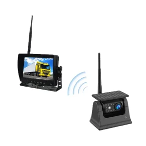 7" Solar Wireless Backup Camera System, 4CH AHD 1080P IPS Quad Split Monitor, Solar Powered No-Drill Reversing System for Trucks, RVs, Trailers