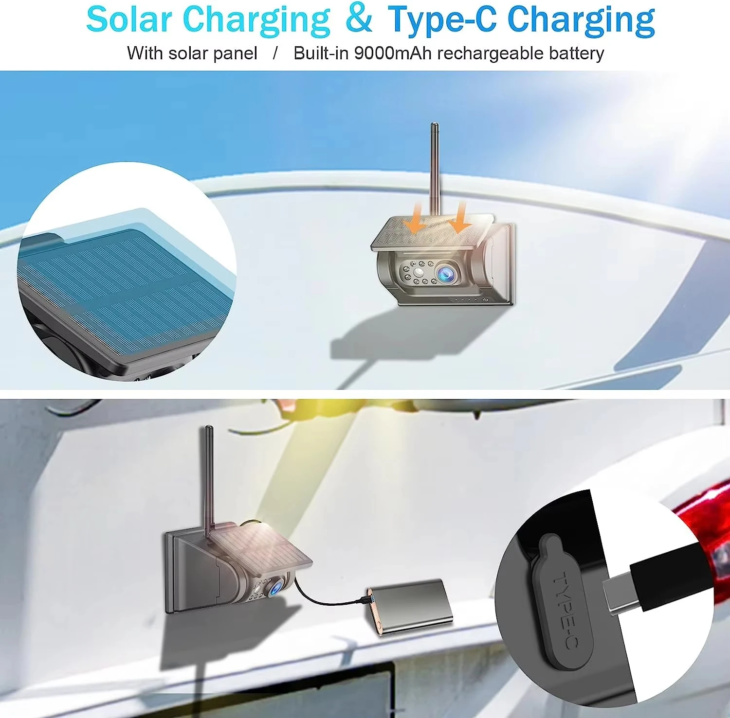 5" Solar Wireless Backup Camera System, Magnetic Mounted AHD Reverse Camera, No-Drill Solar Powered Reversing Aid with Alloy Housing for Car, Truck, RV - Image 6