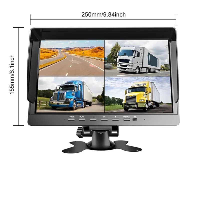 10.1" 1080P Quad Split Screen Monitor System with DVR Recorder, Easy Installation Truck Backup Camera Kit, Night Vision Vehicle Observation System for RV, Truck, Bus - Image 6