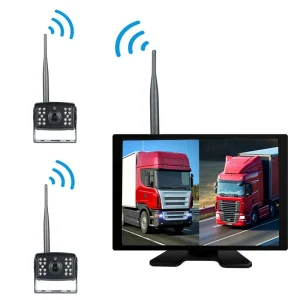 10.1" Wireless Touchscreen Backup Camera System, AI BSD Blind Spot Detection, 2CH IPS HD Waterproof Rear View Monitor Kit for Trucks, RVs, Trailers