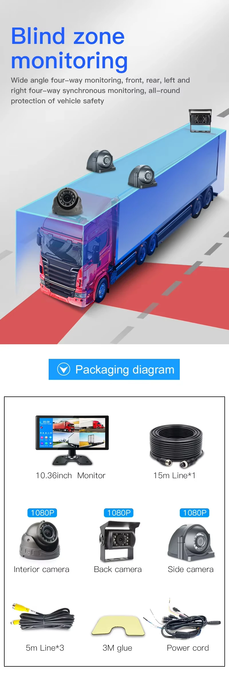 10.36 Inch IPS Touch Screen Truck Camera System