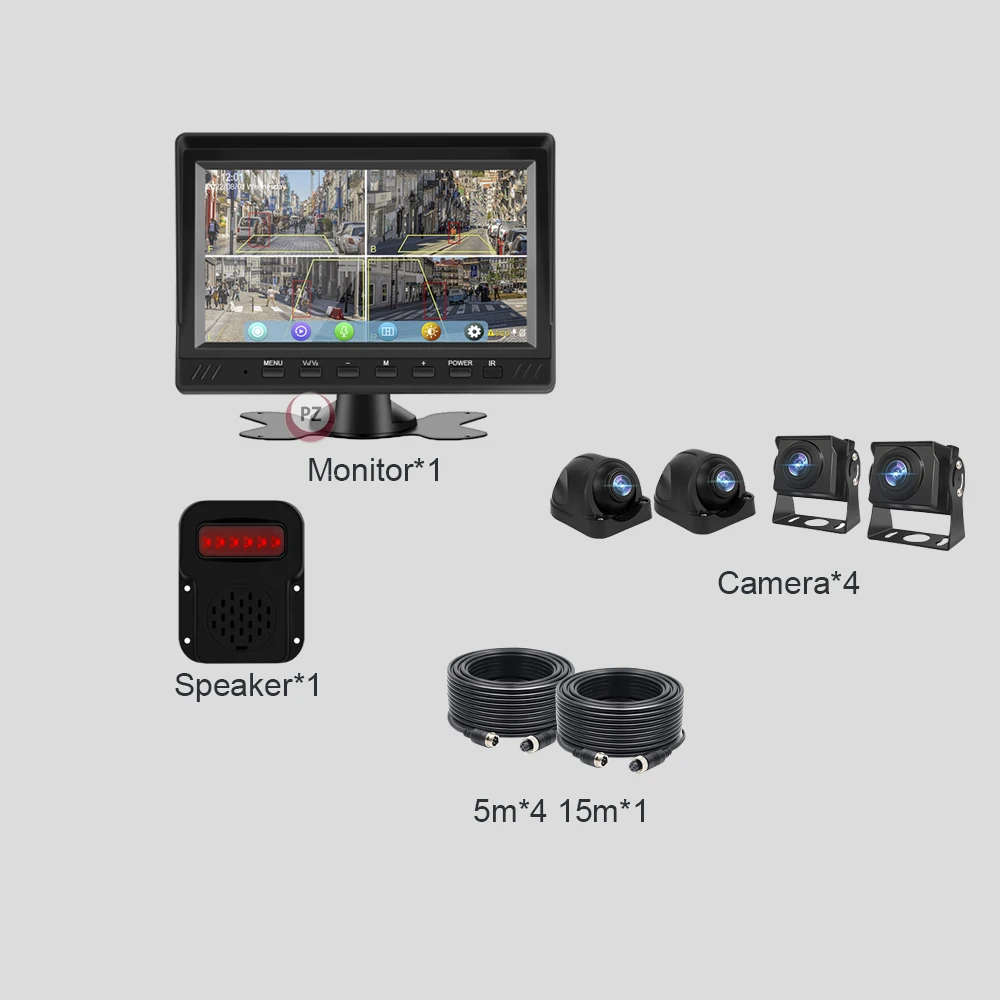 7" IPS Screen AHD 1080P 4CH Forklift Truck Monitor DVR Recording System with BSD Blind Spot Detection & Rear View Backup Camera - Image 2