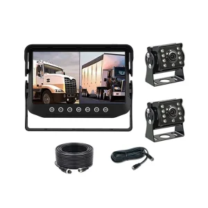 7 Inch IPS Waterproof Monitor 2CH 1080P Dual Backup Camera Kit Rear & Front View Reverse Camera System for Truck