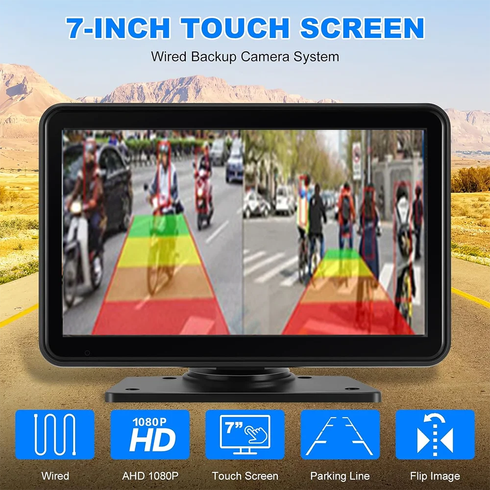 7 Inch Wireless 2CH Waterproof BSD Truck Backup Monitor System HD Reverse AI Cameras for Truck Bus - Image 4