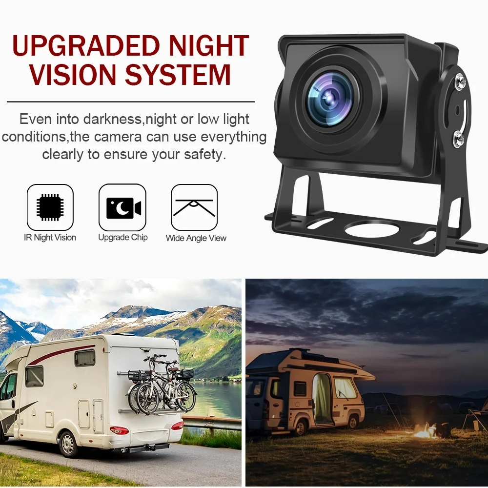 4PIN Extension Cable 7 Inch Dual Split Screen Monitor 2CH AHD 1080P Waterproof Night Vision Reverse Backup Camera System for Truck Bus - Image 5