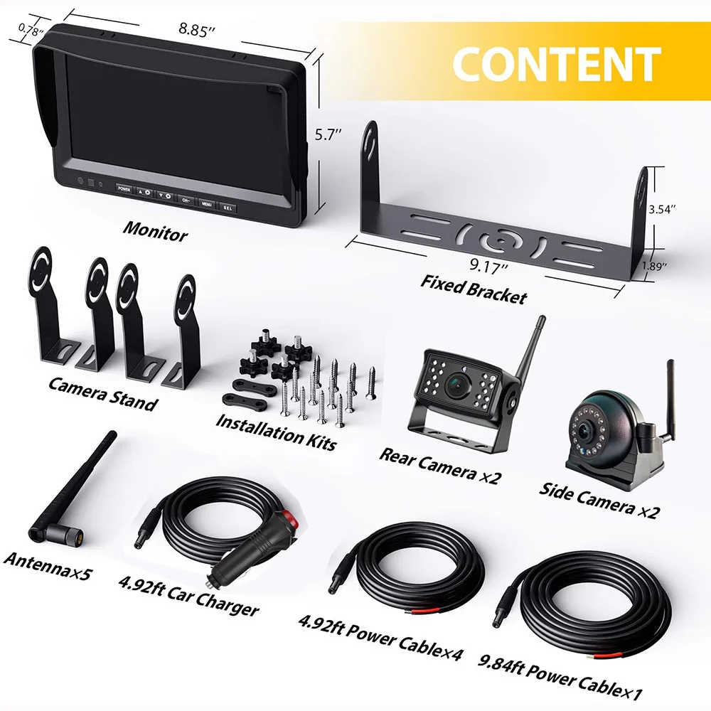 Wireless 1080P 7 Inch Backup Camera System