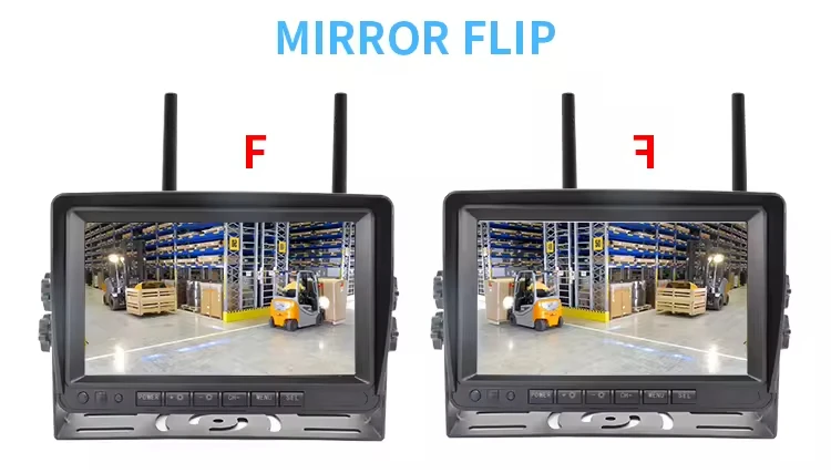 7 Inch Aluminum Alloy Forklift Camera System, 4CH AHD 1080P Monitor with Proximity Warning & Red Laser Line, IP69K Waterproof Safety System for 60V Forklifts - Image 2