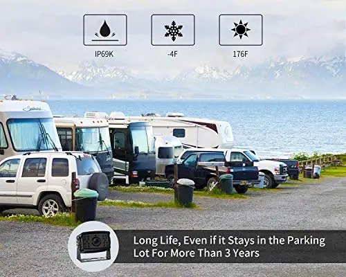 7" AHD 1080P Truck Backup Camera System, IPS Monitor Reverse Display Monitoring, IP69K Waterproof Night Vision Rearview Camera Kit for RV, Truck, Bus, 12V-36V - Image 4