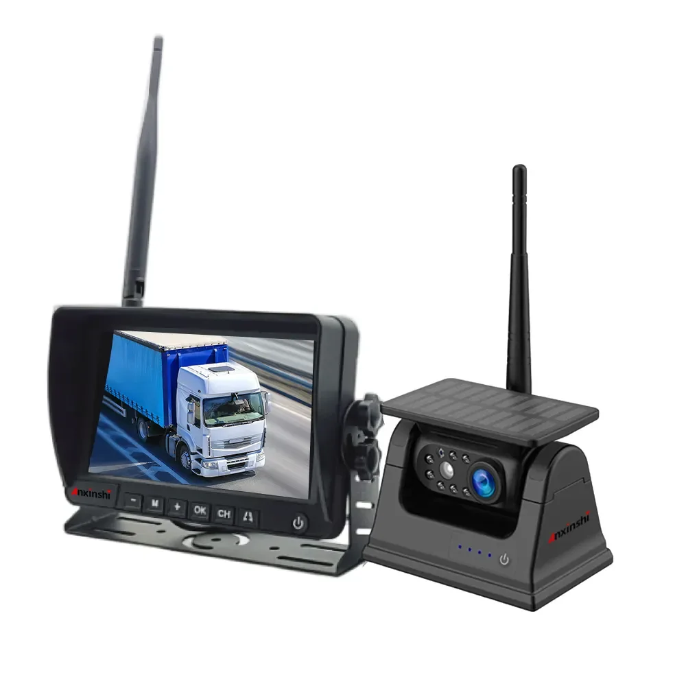7" Solar Wireless Backup Camera System, Magnetic Mounted AHD Reverse Camera, No-Drill Solar Powered Reversing System for Trucks, RVs, Trailers, Caravans