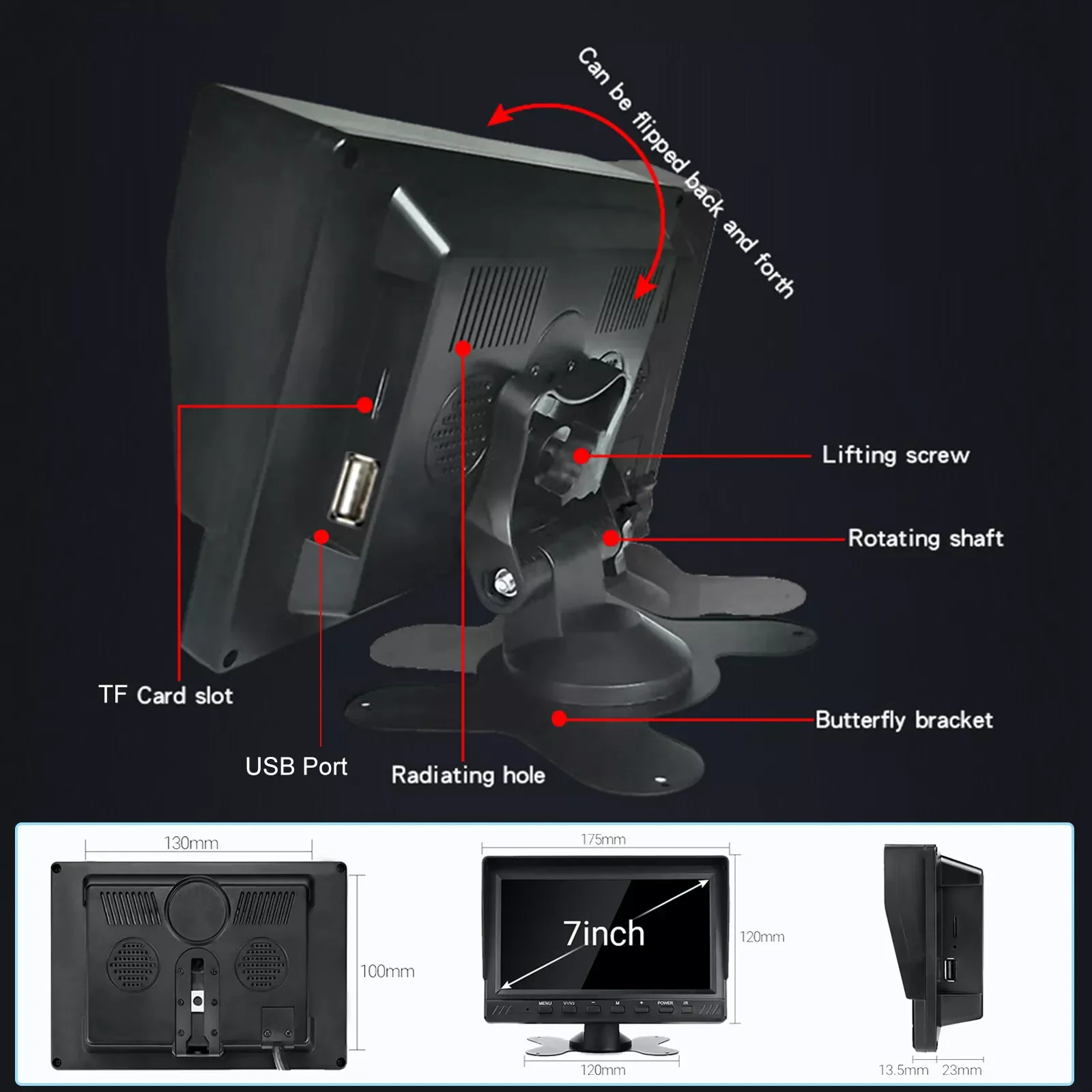 7 Inch 4CH 1080P QUAD Monitor DVR System