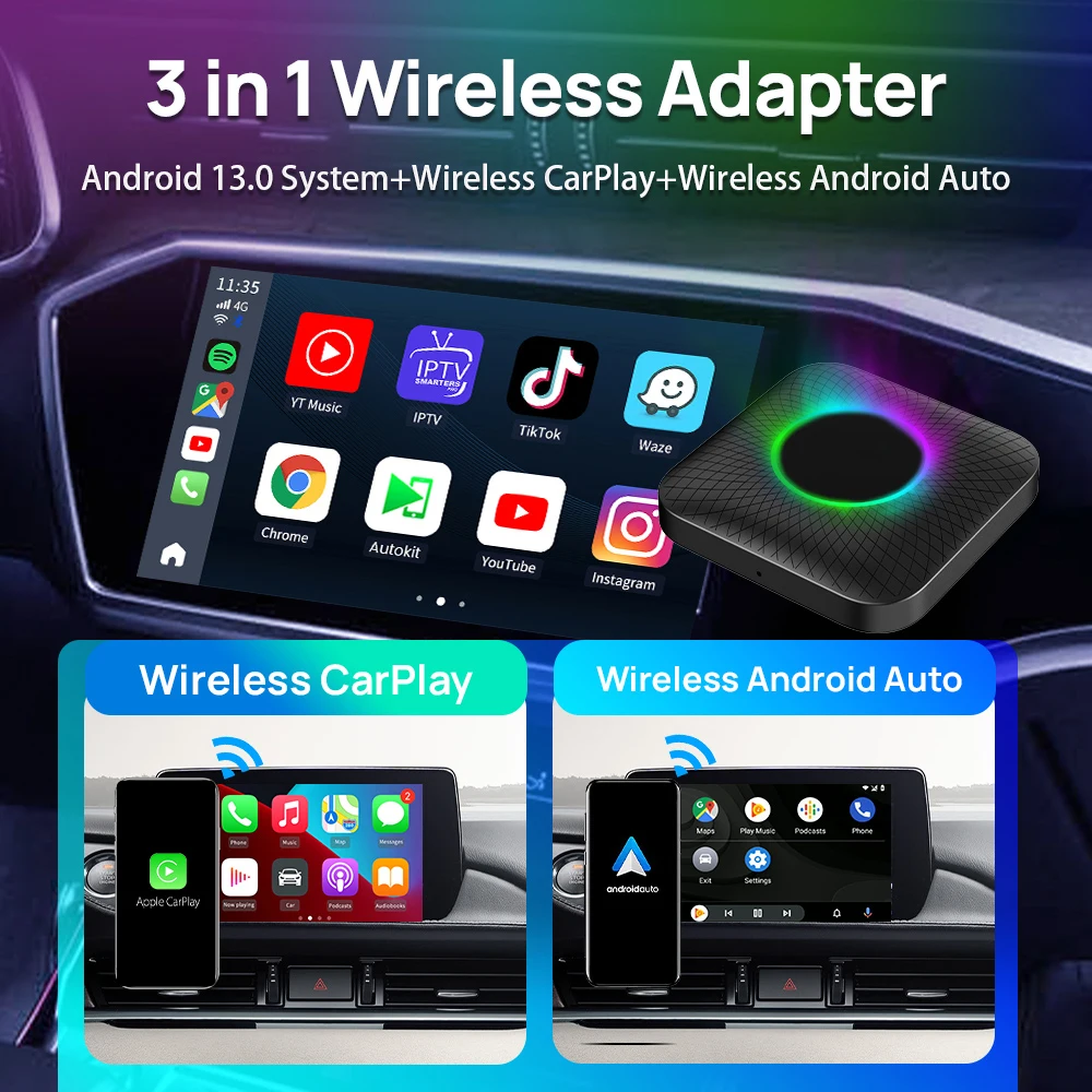 Carlinkit Smart AI Box, Wireless CarPlay & Android Auto, 4GB+64GB/8GB+128GB, Universal Android Multimedia Video Box for Netflix, YouTube & Car Stereo - Image 5