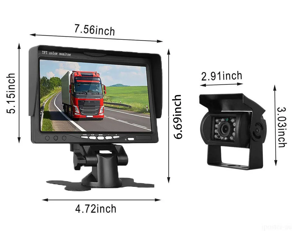 7 Inch Waterproof IP68 Vehicle Backup Camera Monitor