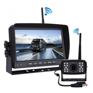 7" Wireless Truck Backup Camera System with Cigarette Lighter Power, 1080P IPS Split Screen Monitor, 2.4GHz Anti-Interference Reverse Camera for RV, Truck, Trailer