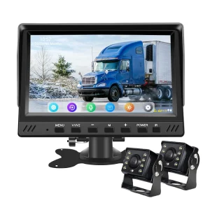 7 Inch 2-Channel AHD 1080P DVR Monitor System IP68 Waterproof Reverse Camera TF Card Video Recorder Driving Parking Monitoring Kit for Trucks