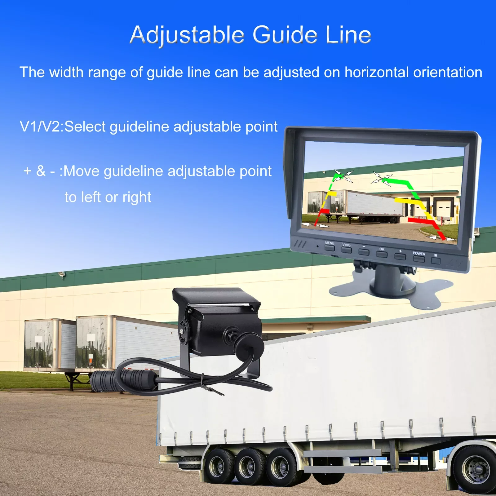 7 Inch 1080P Backup Camera System 360° Parking View Waterproof Quad Split Screen Monitor Rearview Safety Kit for Truck Bus Trailer - Image 4