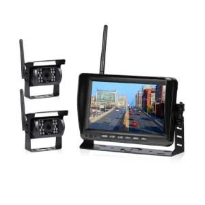 7" Wireless Truck Backup Camera System with Split Screen Monitor, HD IR Night Vision Reverse Camera Parking System for Trucks, RVs, Trailers