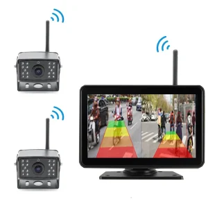 7 Inch Wireless 2CH Waterproof BSD Truck Backup Monitor System HD Reverse AI Cameras for Truck Bus