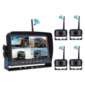 7 Inch Quad Monitor 2.4G Digital Wireless Rear View Reversing Camera System Waterproof No-Interference for Large Vehicles