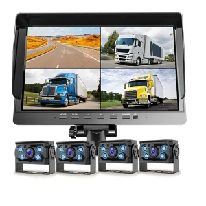10" Truck Backup Camera System with AI BSD Alarm, 1080P Waterproof Rear View Monitor, Blind Spot Detection Reversing Parking Assistance Kit for Truck, Van, RV