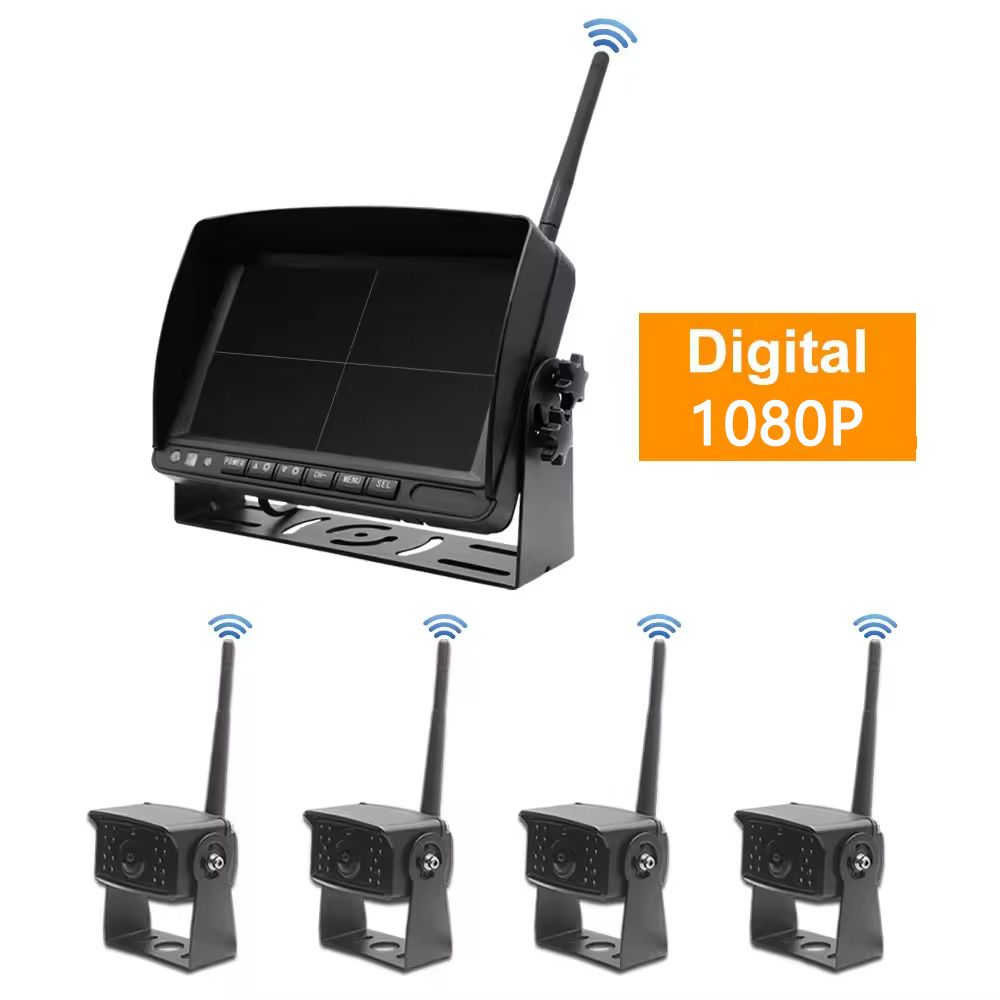 7 Inch 4CH Wireless Backup Camera System | MDVR Rear View Monitor Kit for Truck, Bus, RV & Trailer - Image 9