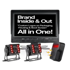 7 Inch 2 Channel BSD Blind Spot Radar Alarm DVR Monitor, AHD 1080P Waterproof Reverse Camera System for Truck Bus RV Cars