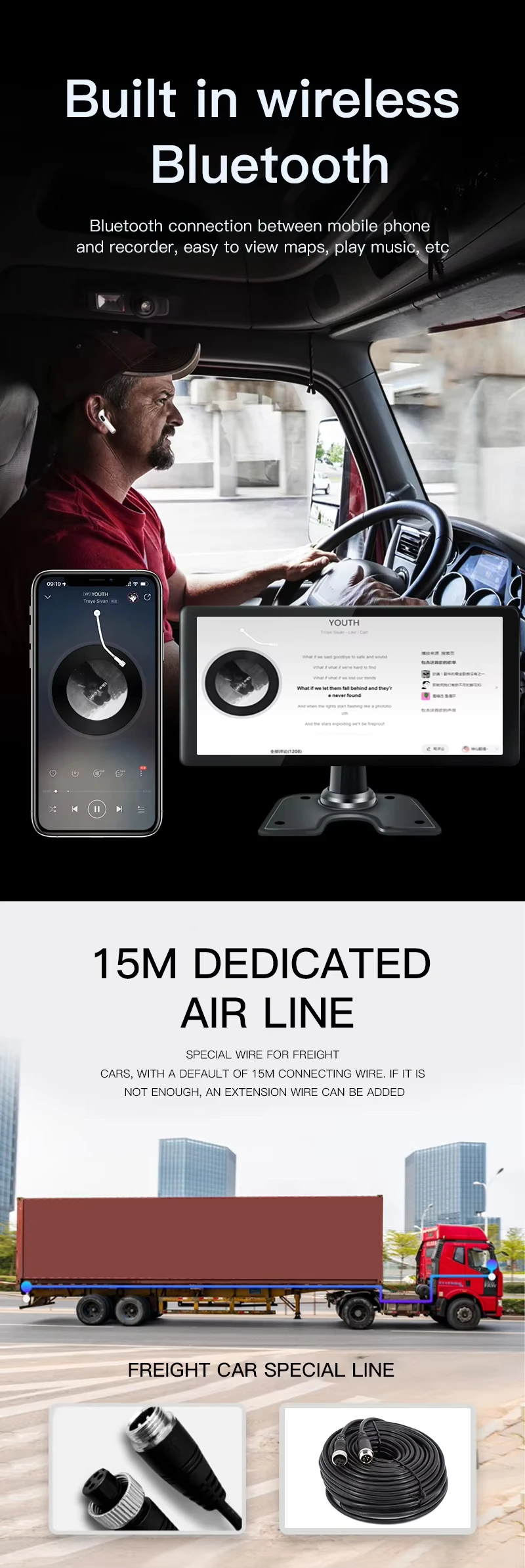 10.36 Inch IPS Touch Screen Truck Camera System