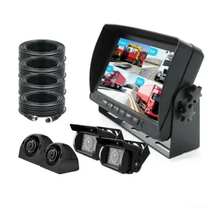 7 Inch Quad Monitor DVR 4CH AHD Camera Kit, Truck Monitoring System for Truck Bus Van Semi