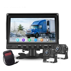 7 Inch BSD Split Screen AHD Monitor 2CH Video Input Backup Camera System with IP68 Waterproof Voice Alarm for Forklift & Trucks