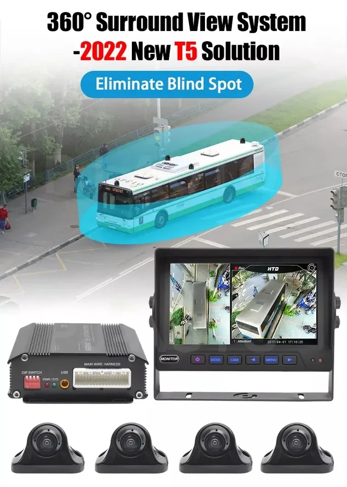 4 Channel AHD Truck Camera System 10.1 Inch 1080P DVR Monitor 360° View Waterproof Reverse Camera for Truck Bus - Image 3