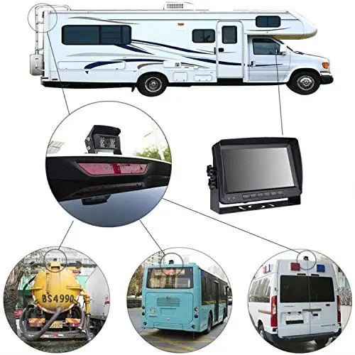 12V-24V 4 Pin Waterproof Rear View Camera 7 Inch HD Color Monitor 18 LEDs Night Vision for Caravan Motorhome Truck Trailer - Image 3
