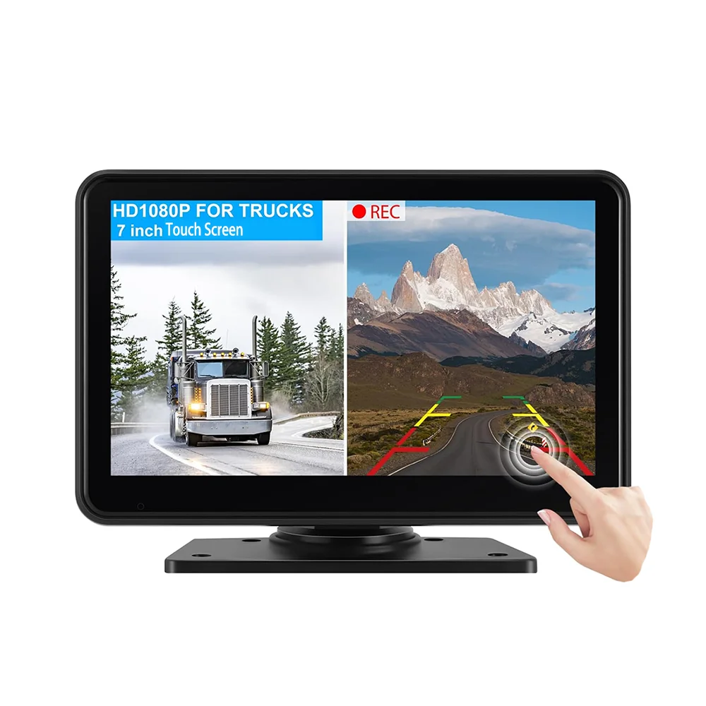 7 Inch 24V 4 Channels Wireless Rearview Camera Waterproof Touch Screen Monitor AI BSD Voice Alarm System for Truck - Image 2