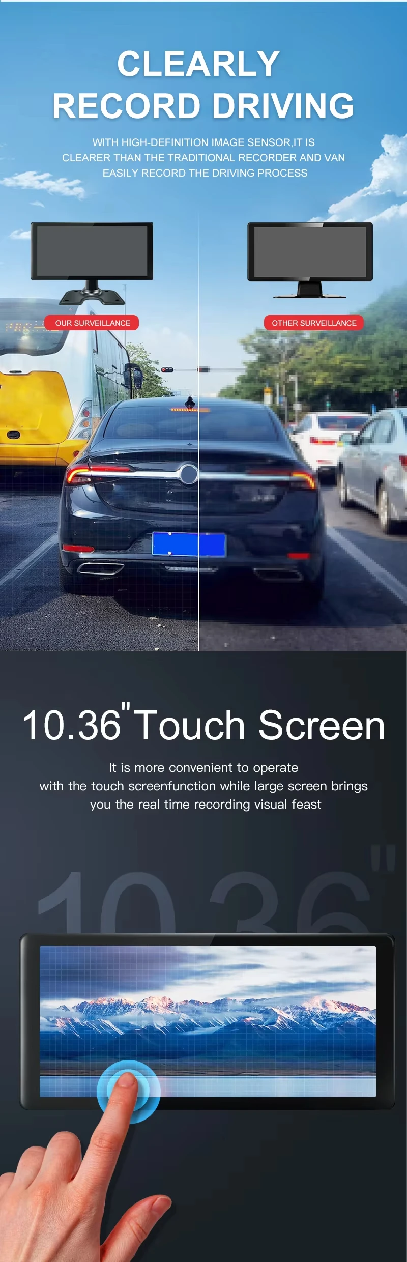 10.36 Inch IPS Touch Screen Truck Camera System