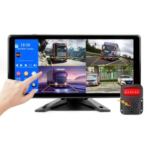 10.36 Inch 4CH AHD Touch Screen Split Monitor Proximity Warning BSD System DVR Recorder Voice Alarm for Truck Vehicles