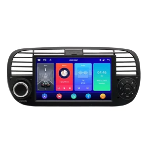 7" Android 14 Car Stereo for Fiat 500 / Abarth 2007-2015, GPS Navigation Wireless CarPlay Video Player with TV Split Screen