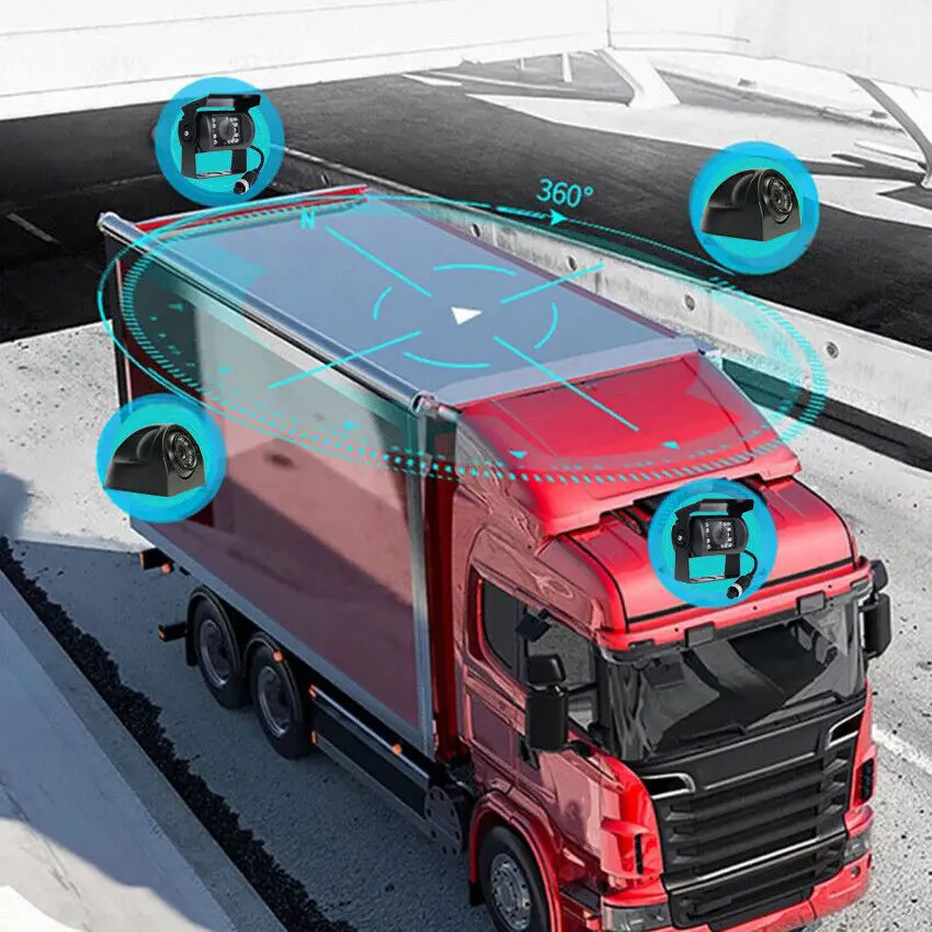 10.36 Inch Quad Screen Monitor 4CH HD Backup Camera 360° Panorama Parking DVR System Waterproof Reverse Camera Kit for Truck RV - Image 6