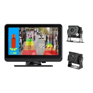 Advanced Truck Monitoring System 12V-24V Waterproof Touch Screen Dual Camera Split Display with AI Ranging, AHD & Adjustable Parking Lines