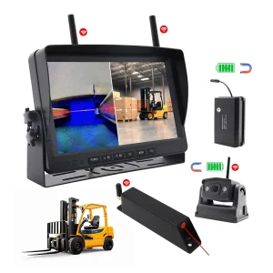 7 Inch 2.4G Digital Wireless Forklift Camera System, 60V Strong Magnetic Battery Rear View Monitor Kit