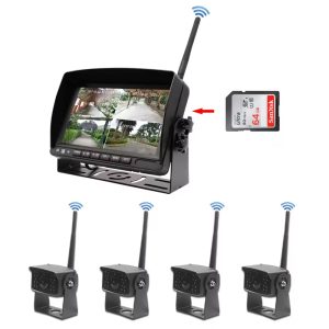 7 Inch 4CH Wireless Backup Camera System | MDVR Rear View Monitor Kit for Truck, Bus, RV & Trailer