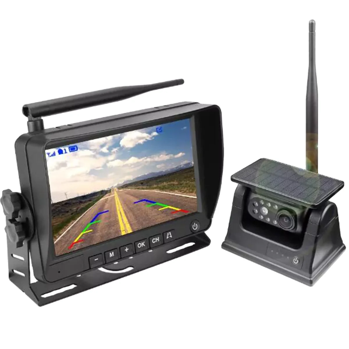 7" Solar Wireless Backup Camera System, Magnetic Mounted AHD Reverse Camera, No-Drill Solar Powered Reversing System for Trucks, RVs, Trailers, Caravans - Image 2